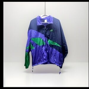 Vintage 90s Nike Windbreaker Jacket Color Block Full Zip Streetwear Swoosh